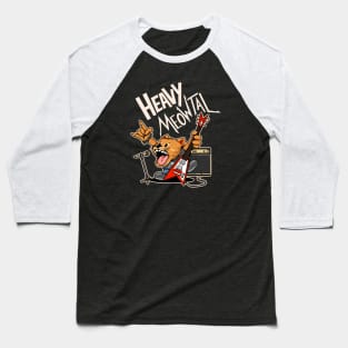 Heavy Meowtal Black Baseball T-Shirt